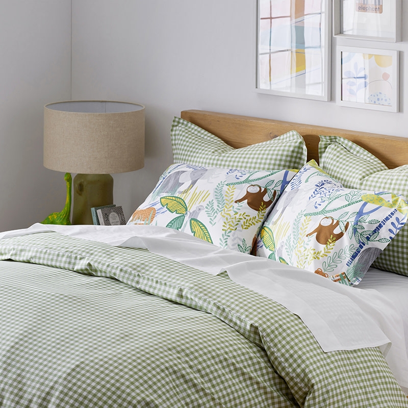 Comforter Set | Moss Green Check Organic Cotton