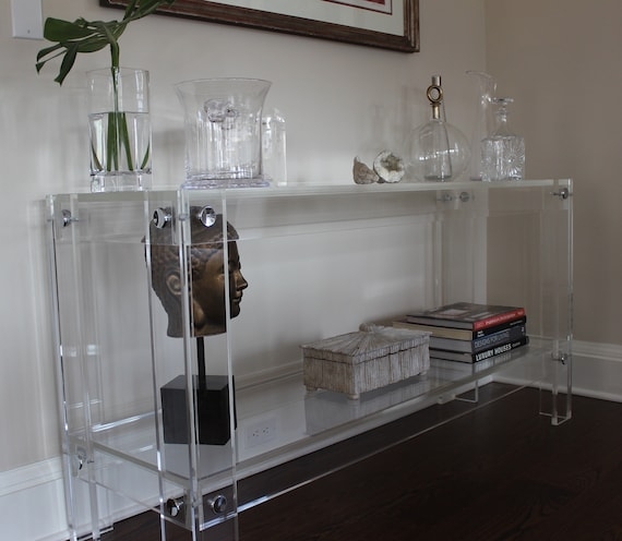 Console Table: Button Line Hardware and Lower Shelf