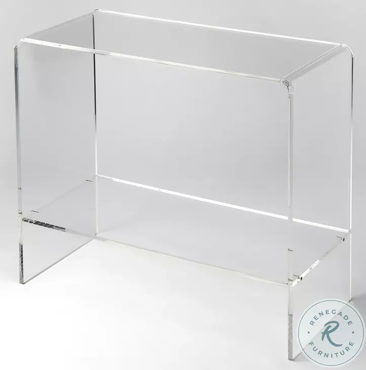 Console Table: Lower Shelf Transparent Waterfall Style