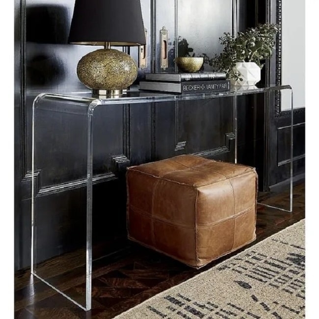 Console Table: Minimalist Silhouette Waterfall Edge Unit