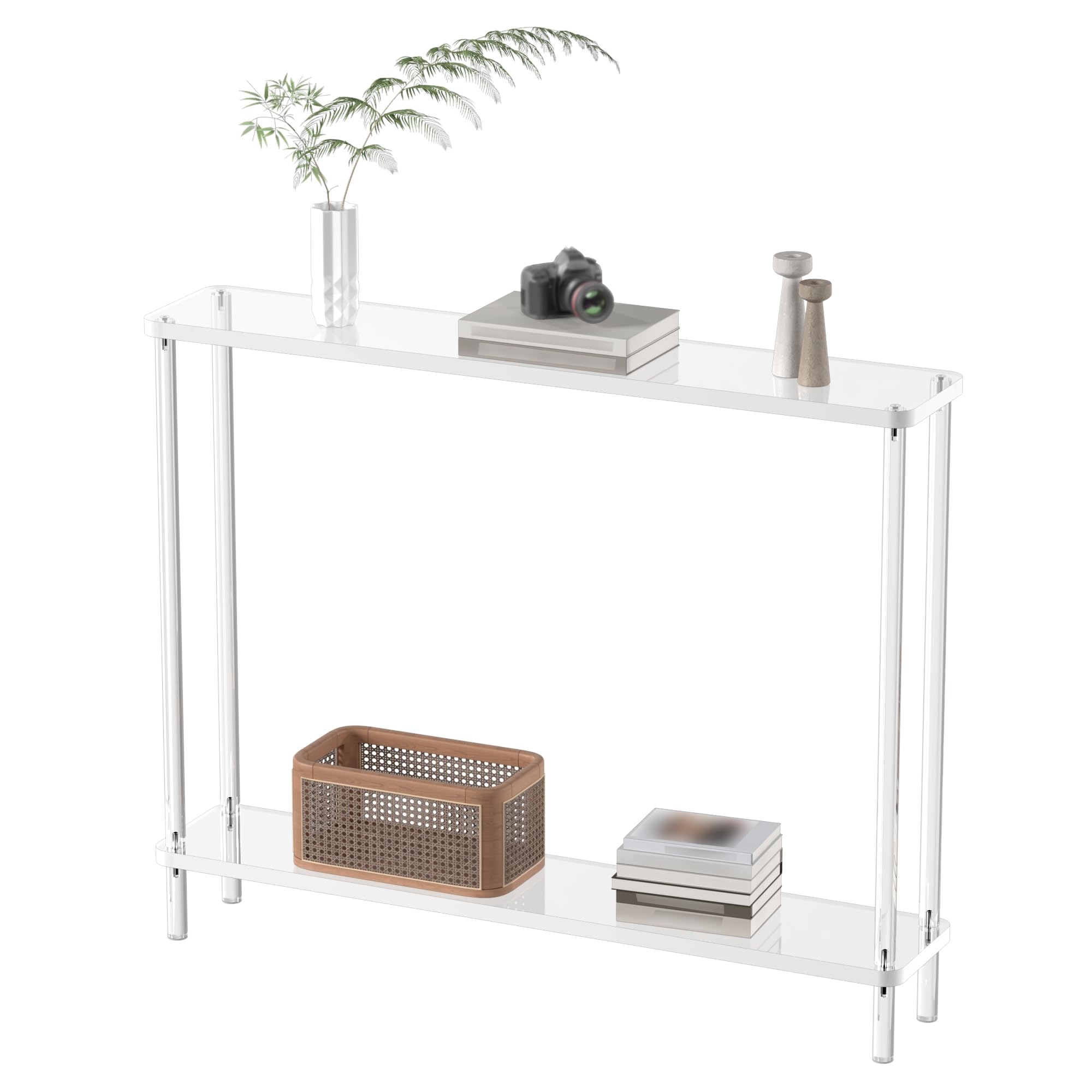 Console Table: Narrow Profile Two Tier Skinny Table