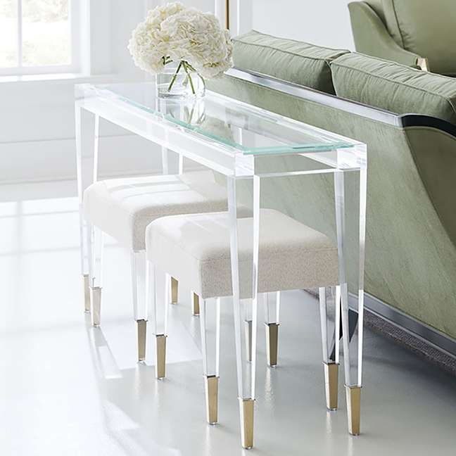 Console Table: Nested Seating with Polished Gold Caps