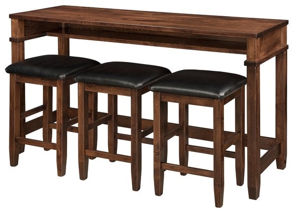 Console Table Set Counter Height Built-In Shelf Mission Style