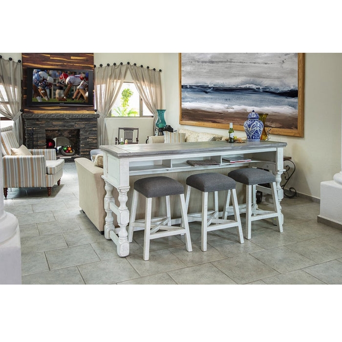 Console Table Set Open Storage Shelves X-Brace Stretchers Rustic