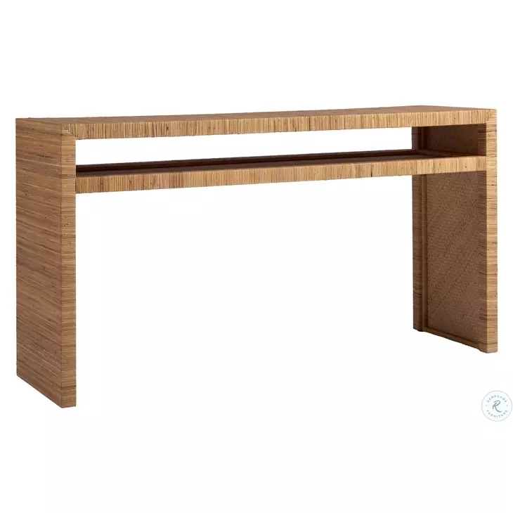 Console Table Waterfall Silhouette Wrapped Split Cane Texture