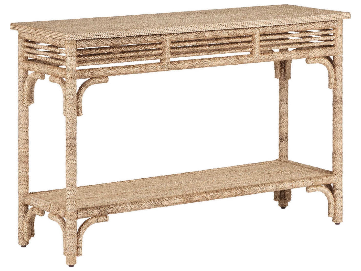Console Table Woven Fiber Wrapping Horizontal Banded Apron