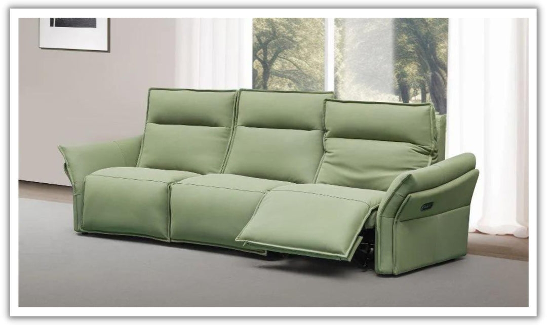 Contemporary Reclining Sofa with Power Footrest and Pillow Top Arms