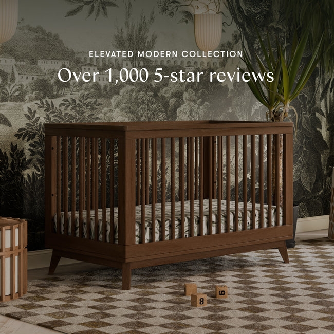 Convertible Crib Deep Brown Frame Mural Decor - 3-in-1 convertible crib
