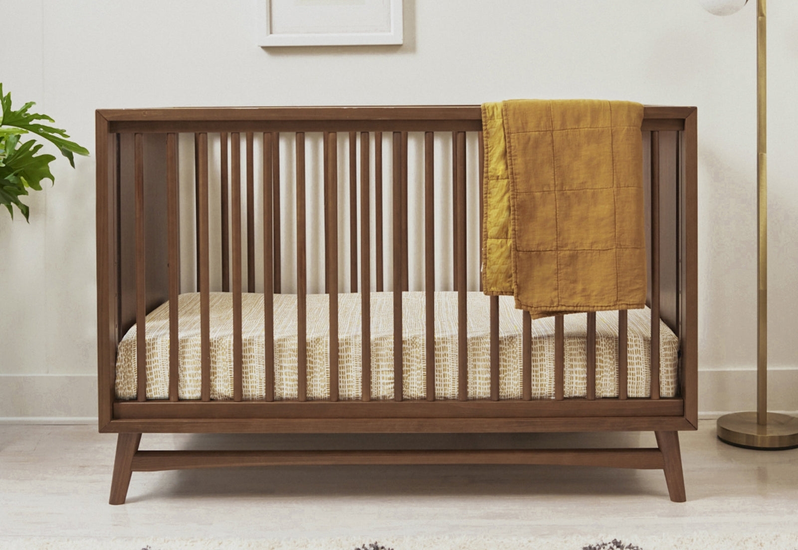 Convertible Crib Tapered Legs Mustard Quilt - Tapered leg nursery bed