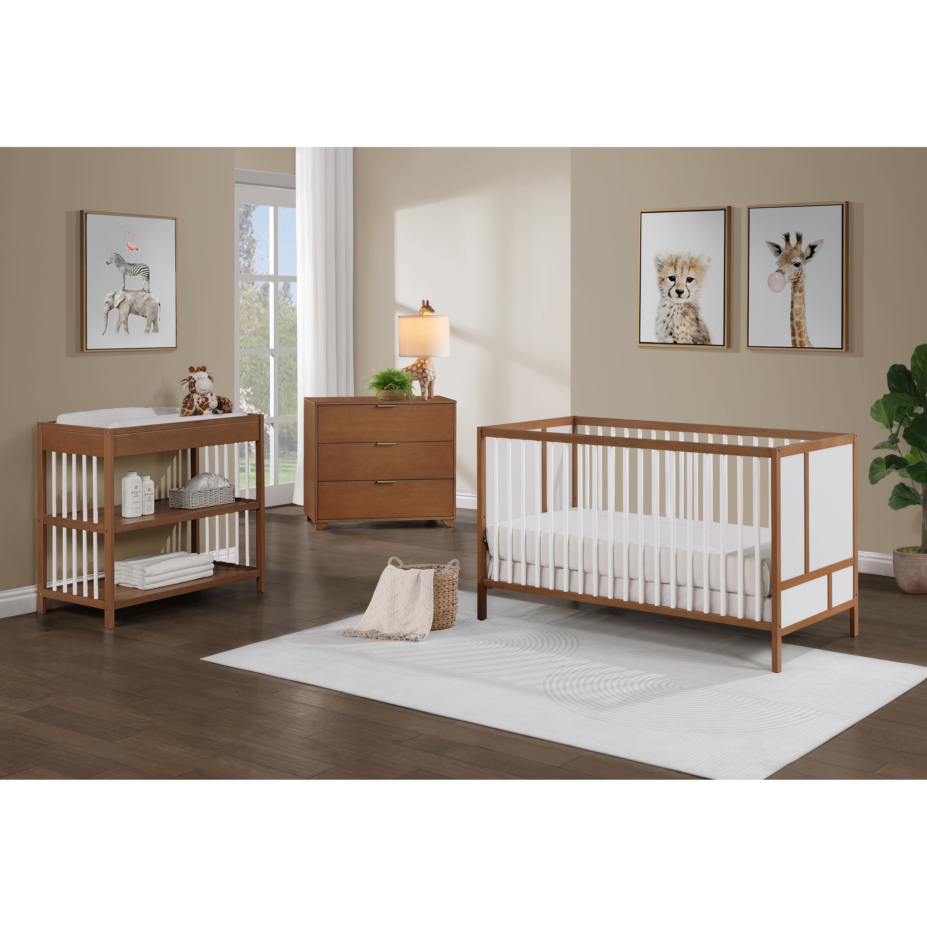 Convertible Crib Two-Tone Walnut and White - Two-tone baby furniture