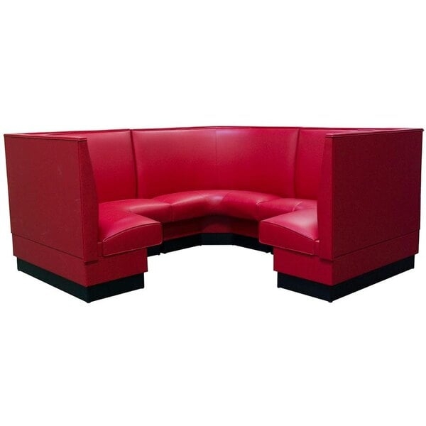 Corner Booth: Vibrant Red Circle Wrap Design High Back