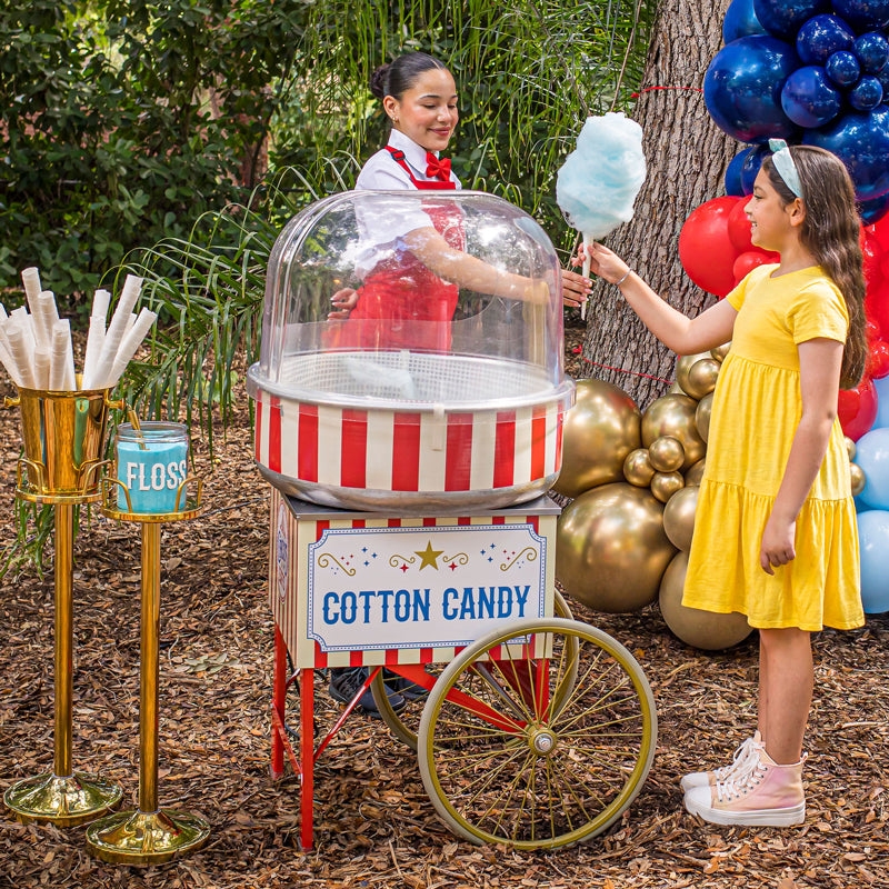 Cotton Candy Cart Red Stripes Carnival Themed Party Rental