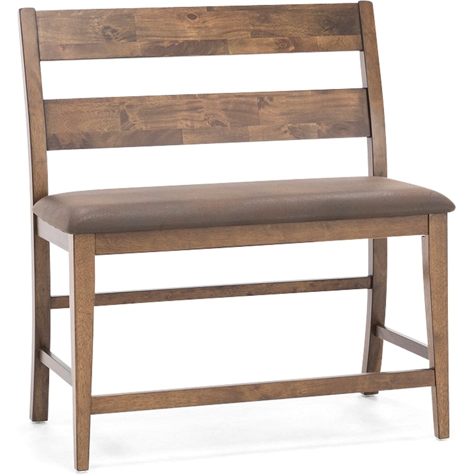 Counter Bench Leather-Like Cushion Slatted Backrest