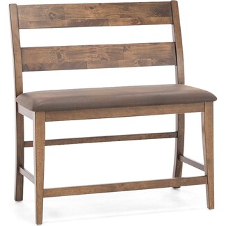 Counter Bench Leather-Like Cushion Slatted Backrest