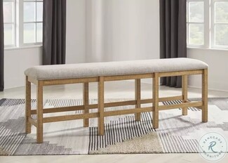 Counter Height Bench Distressed Six Leg Honey Wood Frame