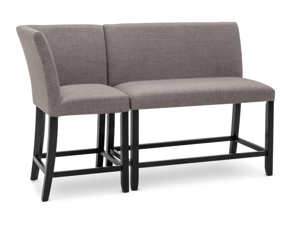 Counter Height Corner Unit Bench Heather Grey Fabric