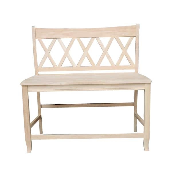 Counter Height Double X-Back Wood Unfinished Bench