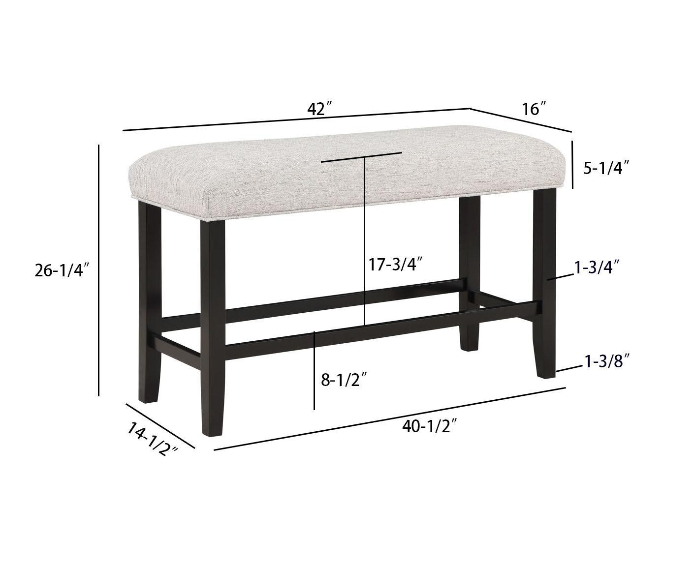 Counter Height Heathered Upholstery 5 Inch Cushion Bench