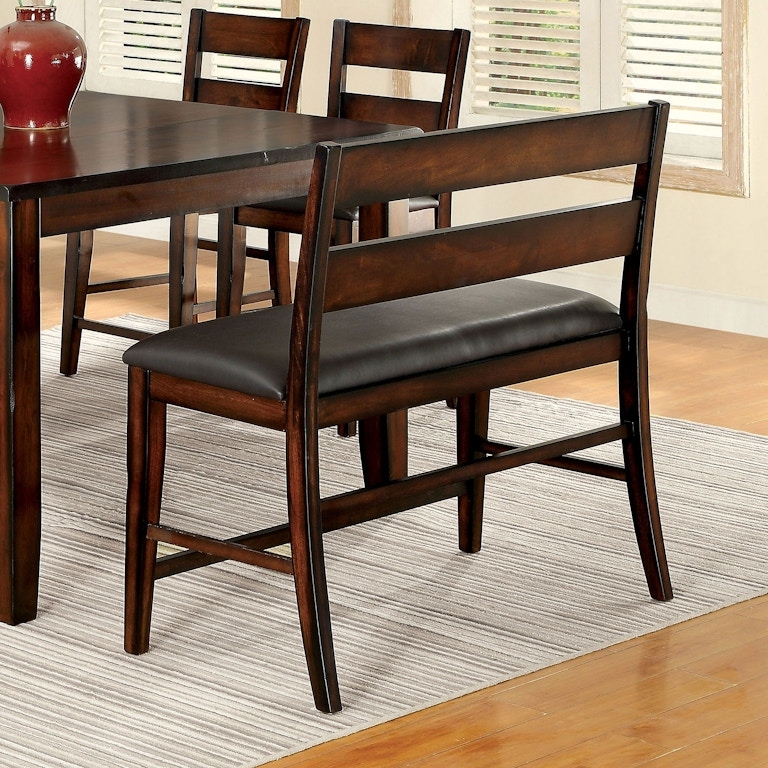 Counter Height Ladder Back Espresso Wood Dining Bench