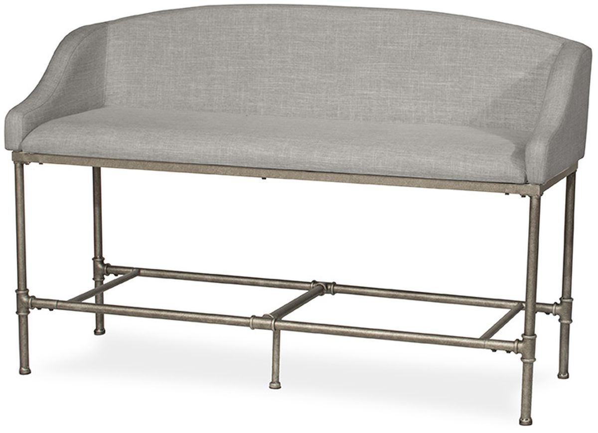 Counter Height Pewter Silver Pipe Style Metallic Bench