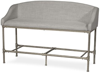 Counter Height Pewter Silver Pipe Style Metallic Bench