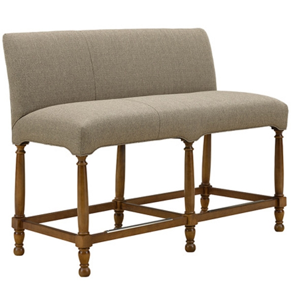 Counter Height Scalloped Apron Six Turned Leg Bench