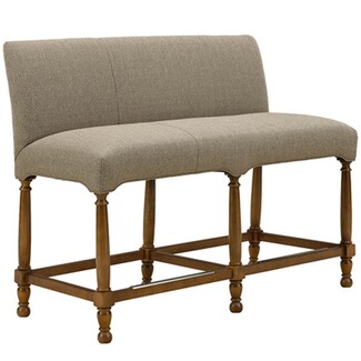 Counter Height Scalloped Apron Six Turned Leg Bench
