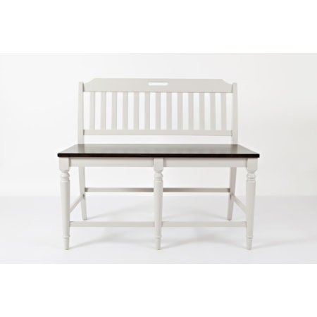 Counter Height Two-Tone Design Cutout Handle Bench