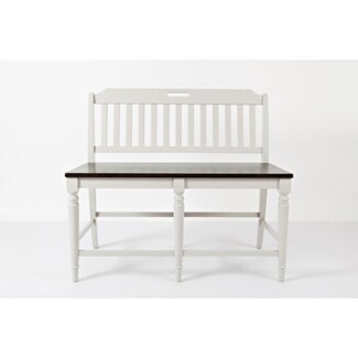 Counter Height Two-Tone Design Cutout Handle Bench