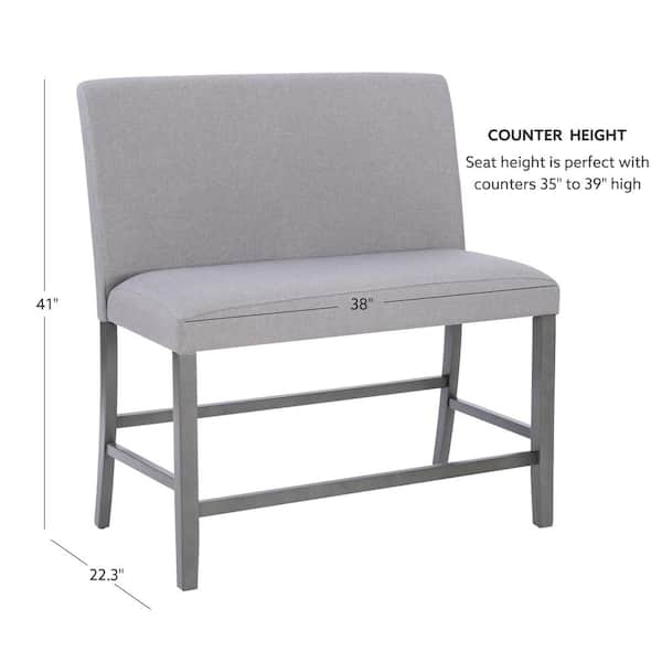 Counter Height Upholstered Back 38 Inch Dining Bench
