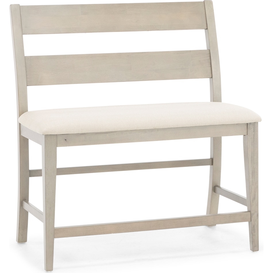 Counter Height Weathered Grey Slat Back Dining Bench