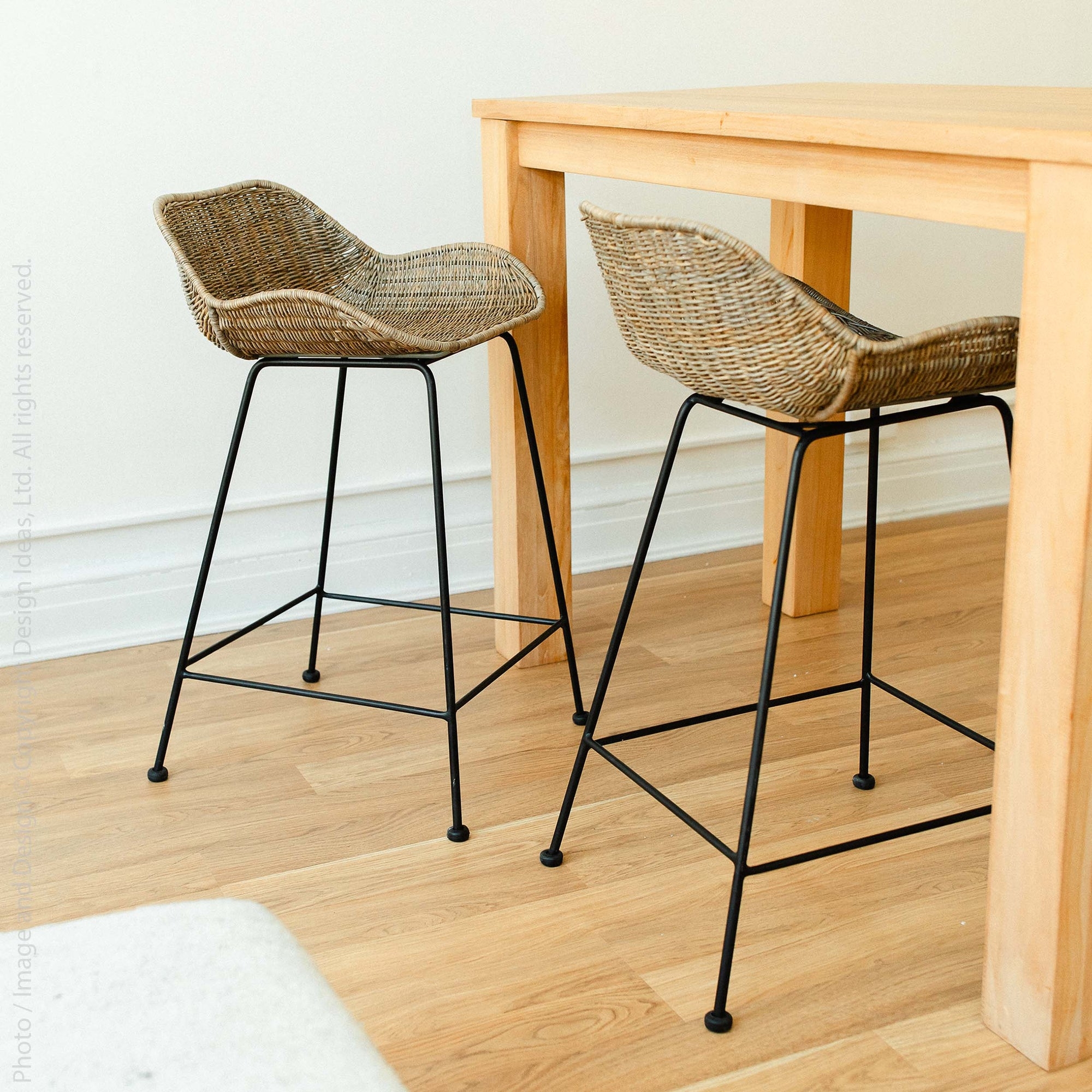 Counter Stool: Sculpted Rattan Organic Modern Kitchen Seating