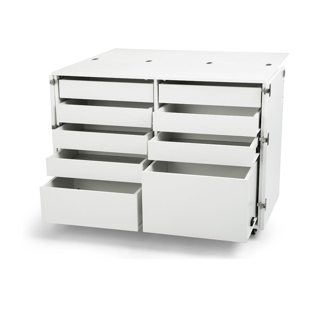Craft Cabinet Varying Drawer Depths Fold Out Table Rolling Storage