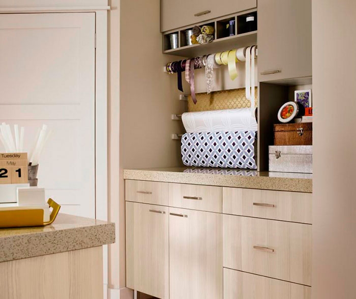 Craft Room Cabinets Integrated Paper Storage Two Tone Wrapping Station