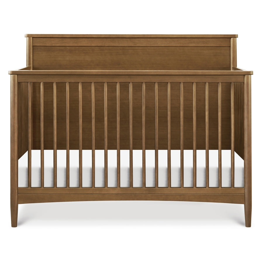 Crib Warm Wood Curved Bottom Rail Spindle - Minimalist wood spindle crib