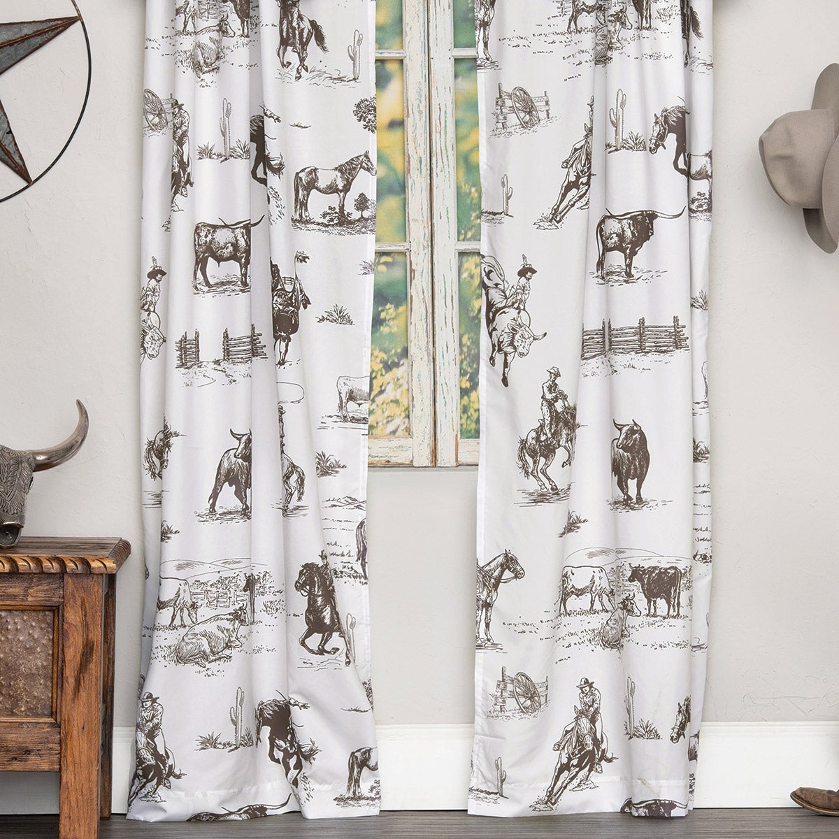 Curtains Ranch Toile Print Southwestern Sketch Drapes