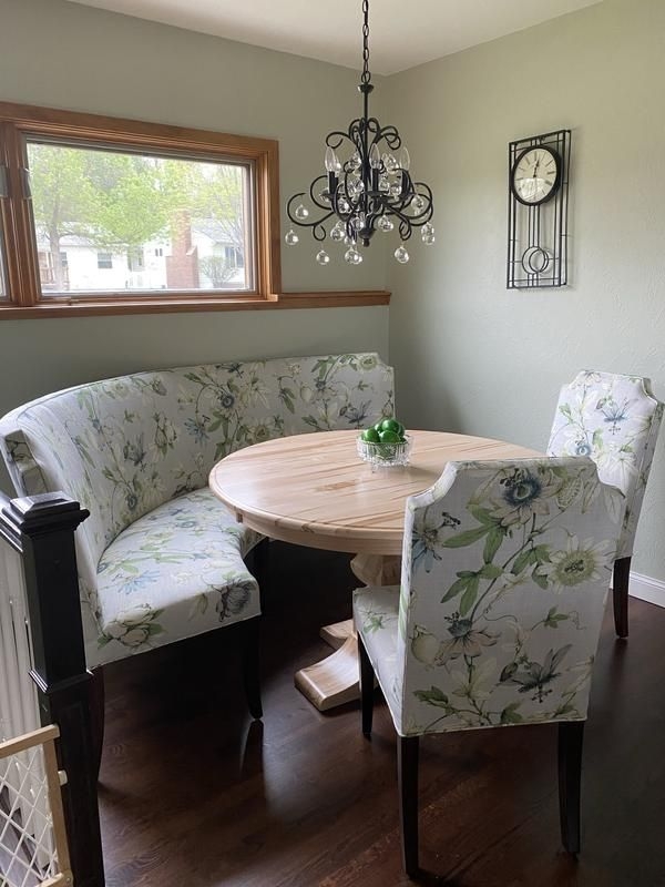 Curved Banquette in Botanical Print for Breakfast Nooks