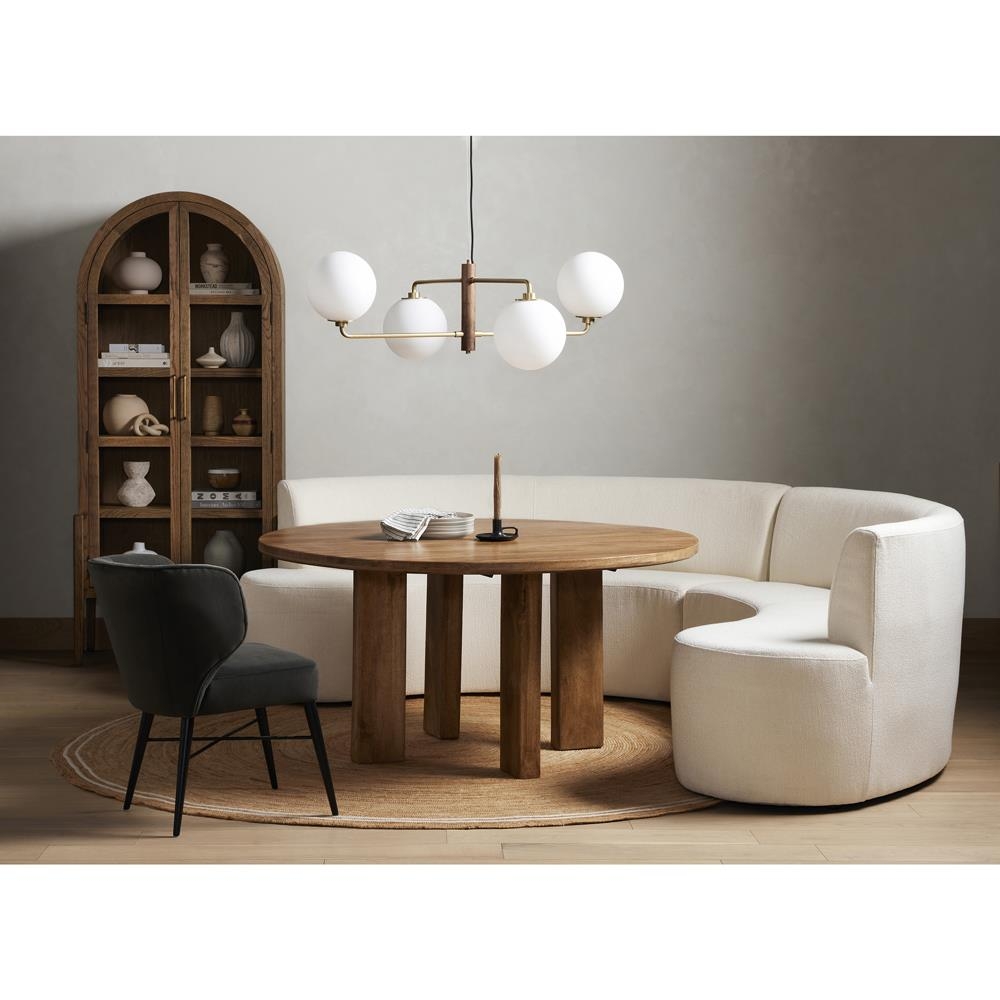 Curved Banquette with Arched Display Cabinet Dining Set