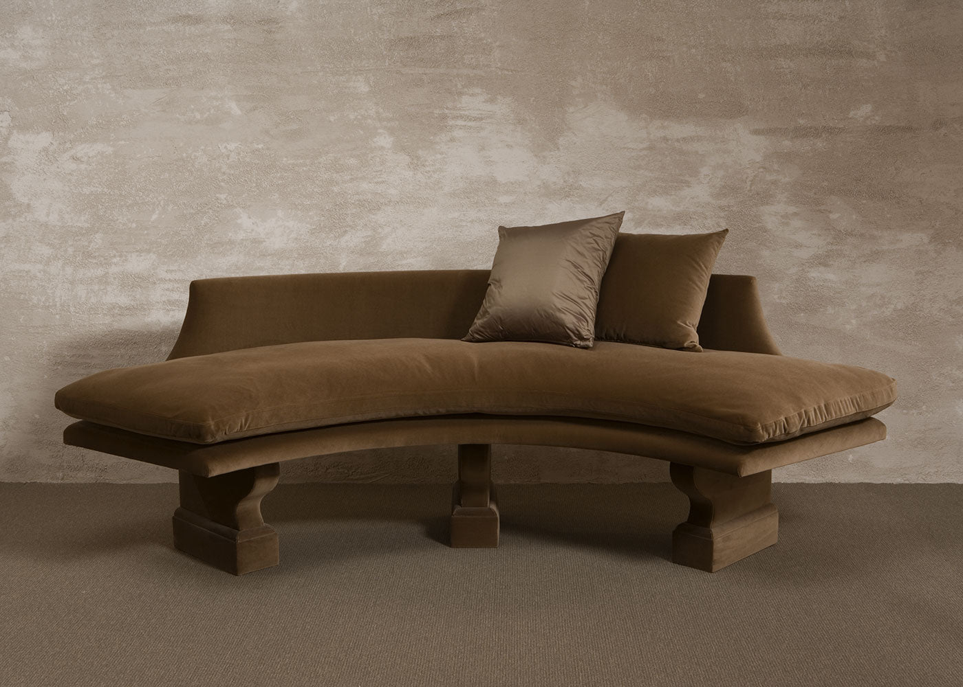 Curved Bench Crescent Shape Architectural Pedestal Seating
