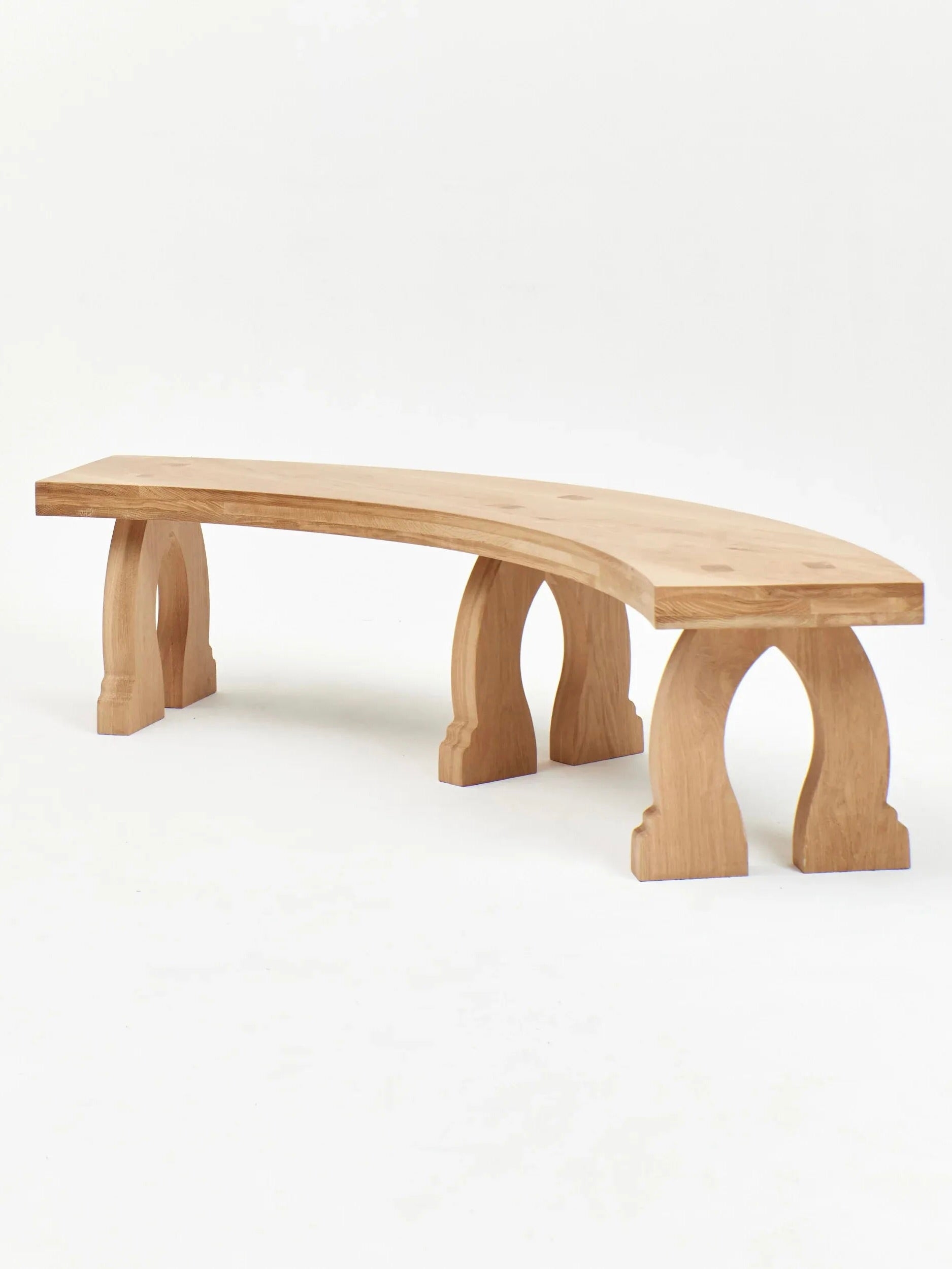 Curved Bench Honey Oak Arch Legs Modern Arch Leg Furniture