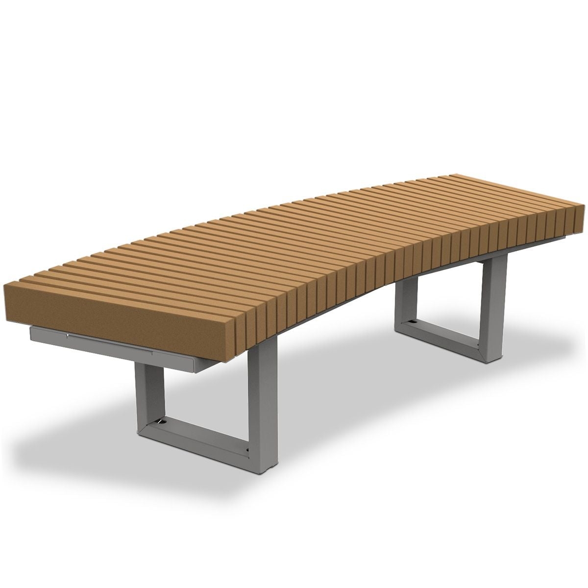Curved Bench Recycled Plastic Sled Legs Industrial Bench
