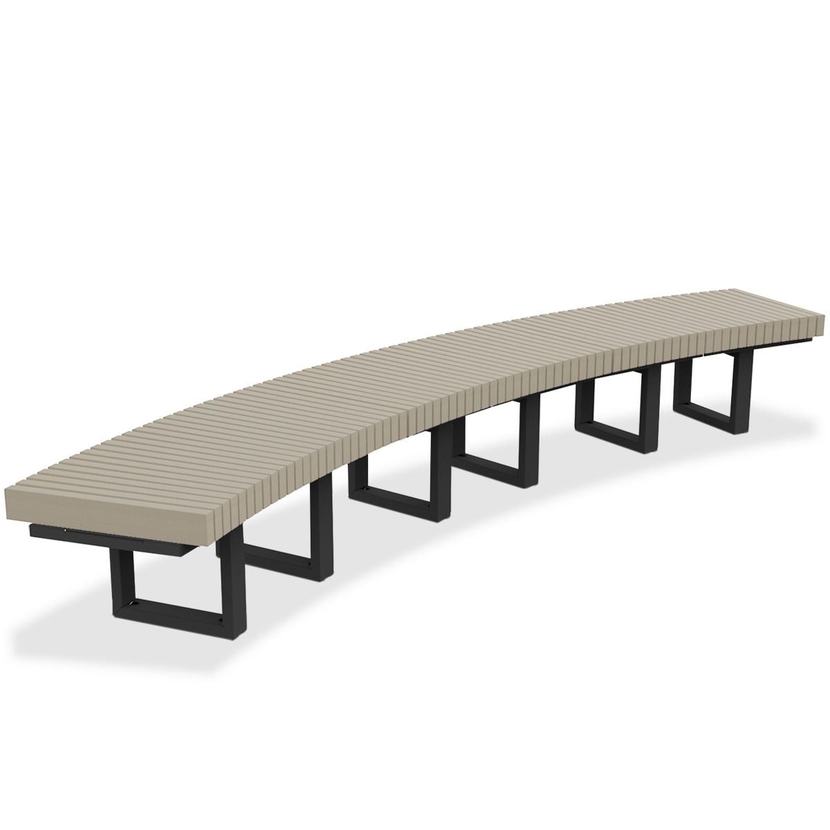 Curved Bench U-Shaped Legs Matte Black Industrial Bench