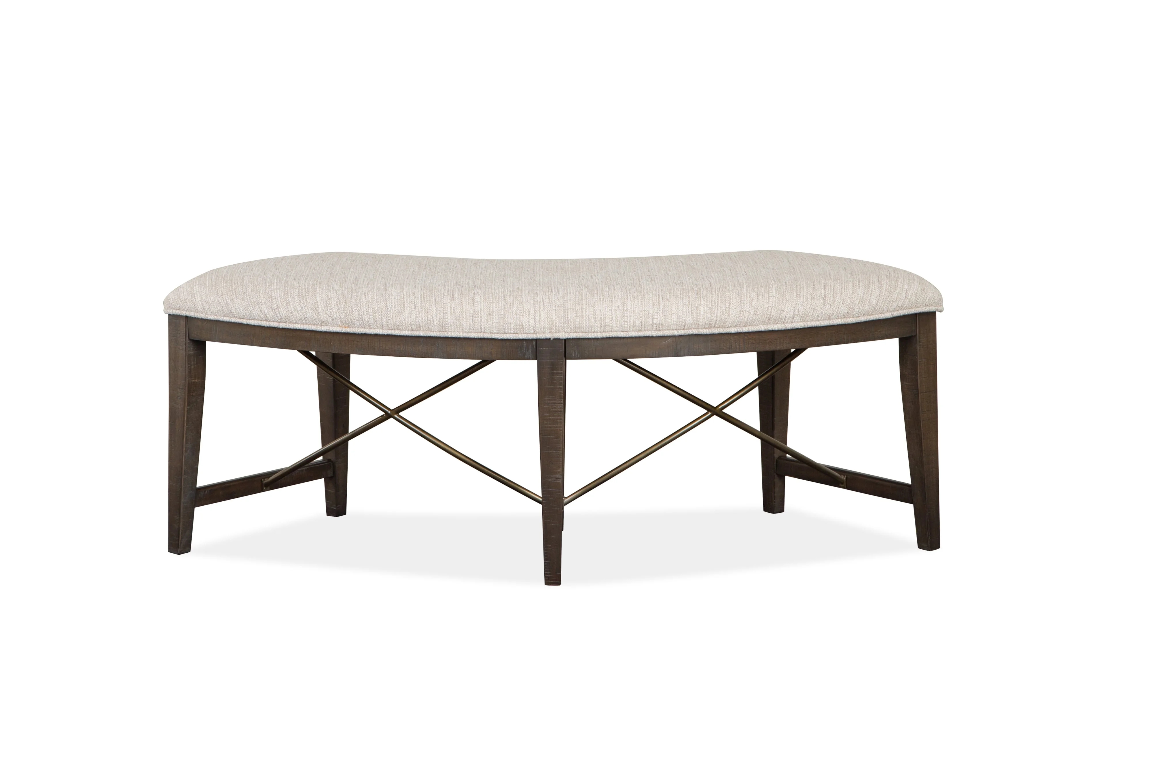 Curved Bench with Graphite Finish and Metal X-Stretcher