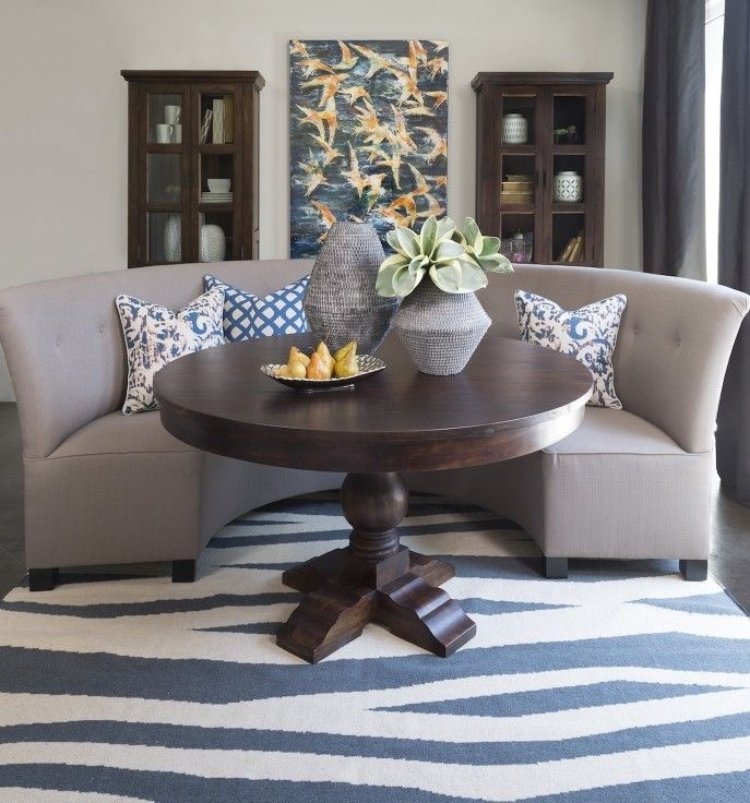 Curved Dining Bench for Round Table with Semi Circular Seat