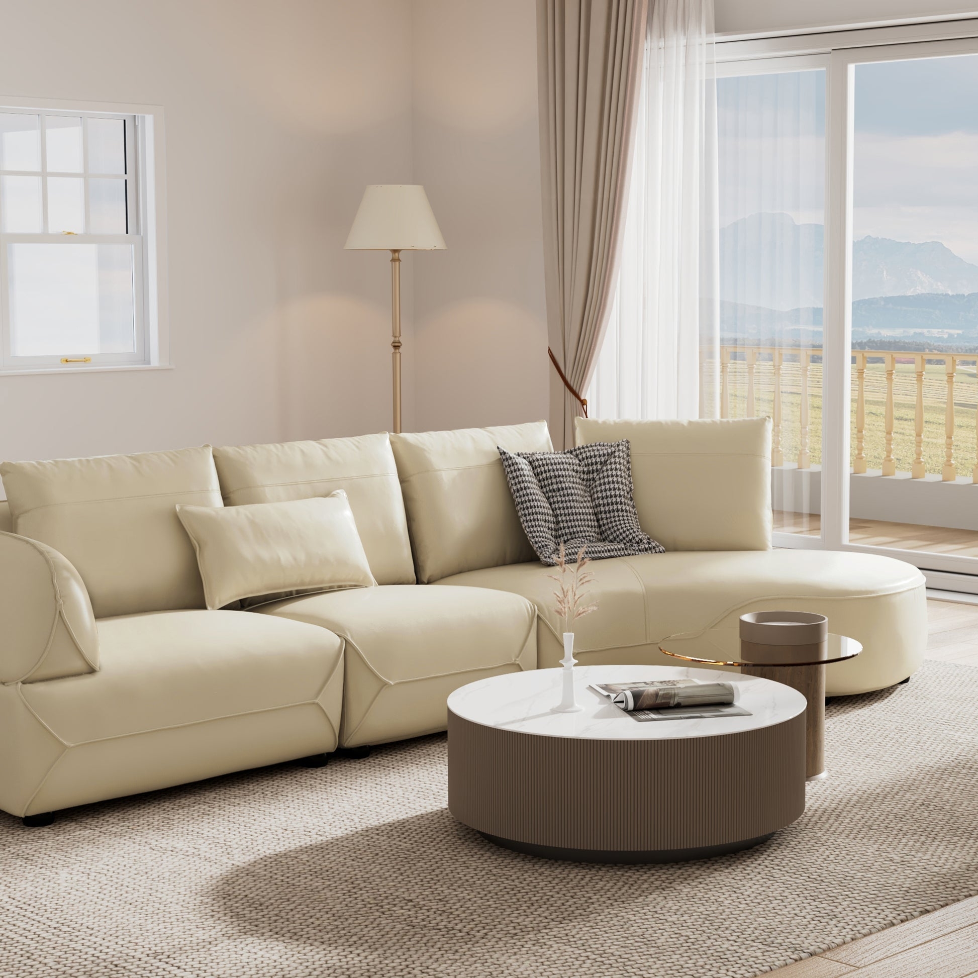 Curved Sectional Sofa With Terminal Chaise: Low Profile Lounge