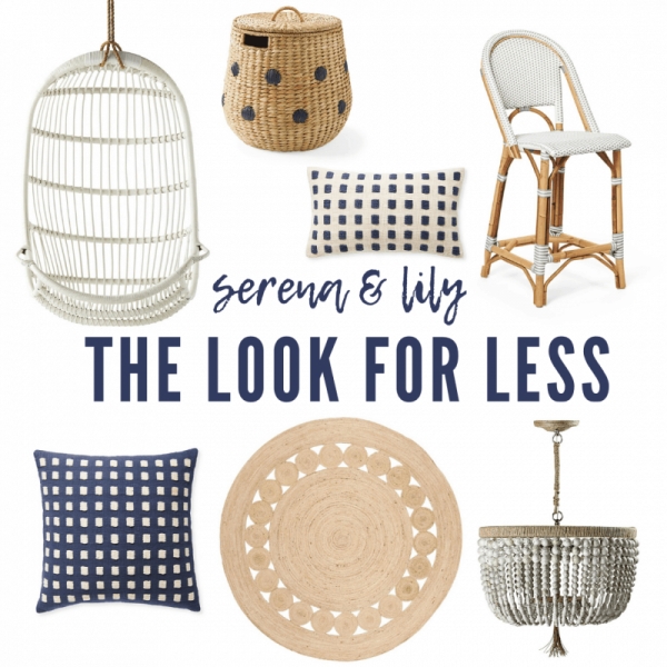 Decor Collection: Scalloped Jute Rug & Navy Grid Pillows Decor