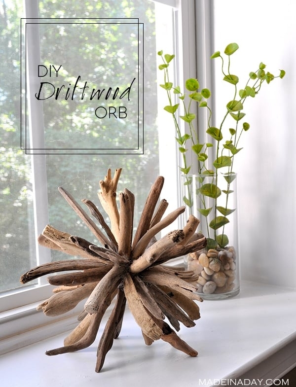 Decorative Orb: Radiating Structure Driftwood Orb Sculpture