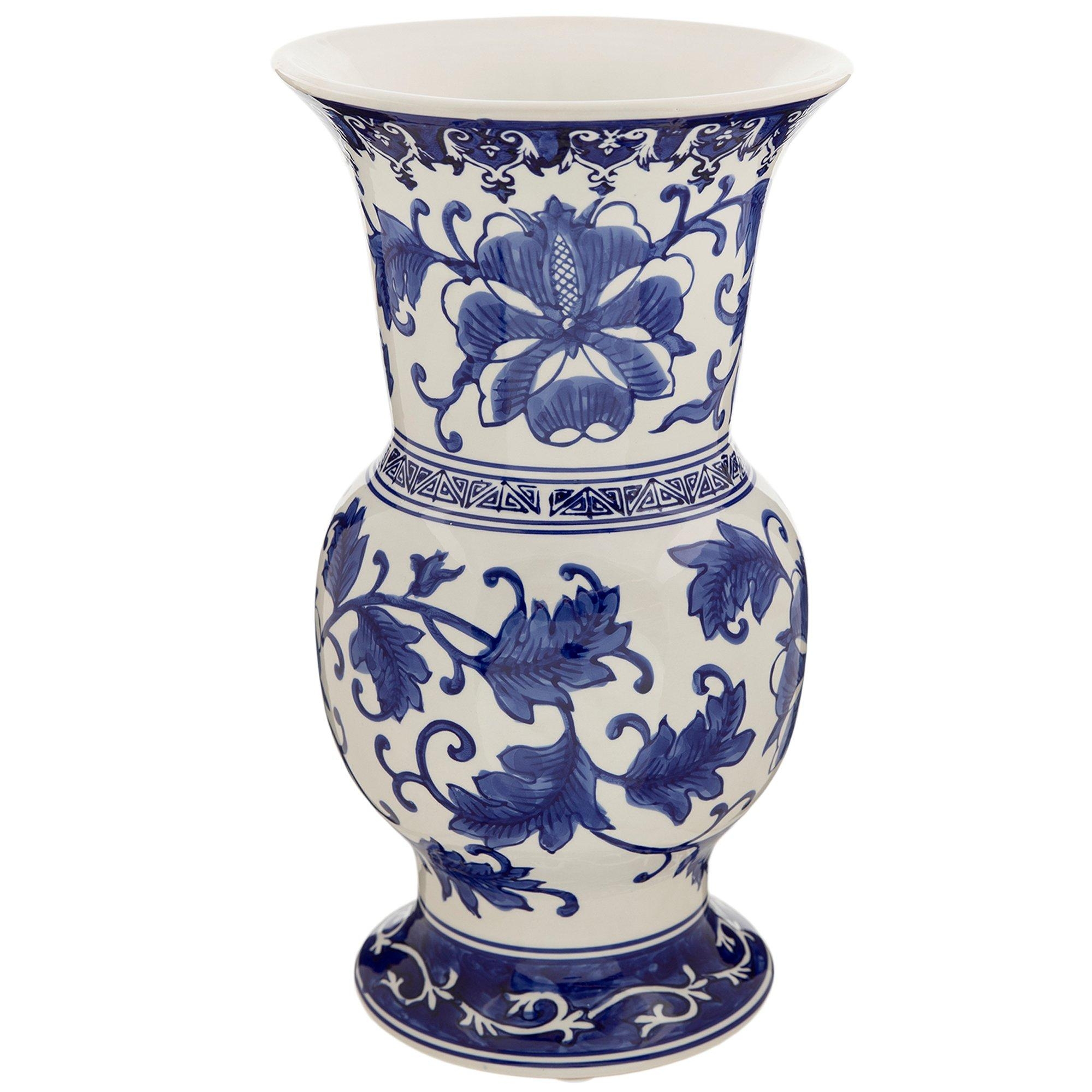 Decorative Vase Flared Rim Bulbous Body Floral Accent Piece