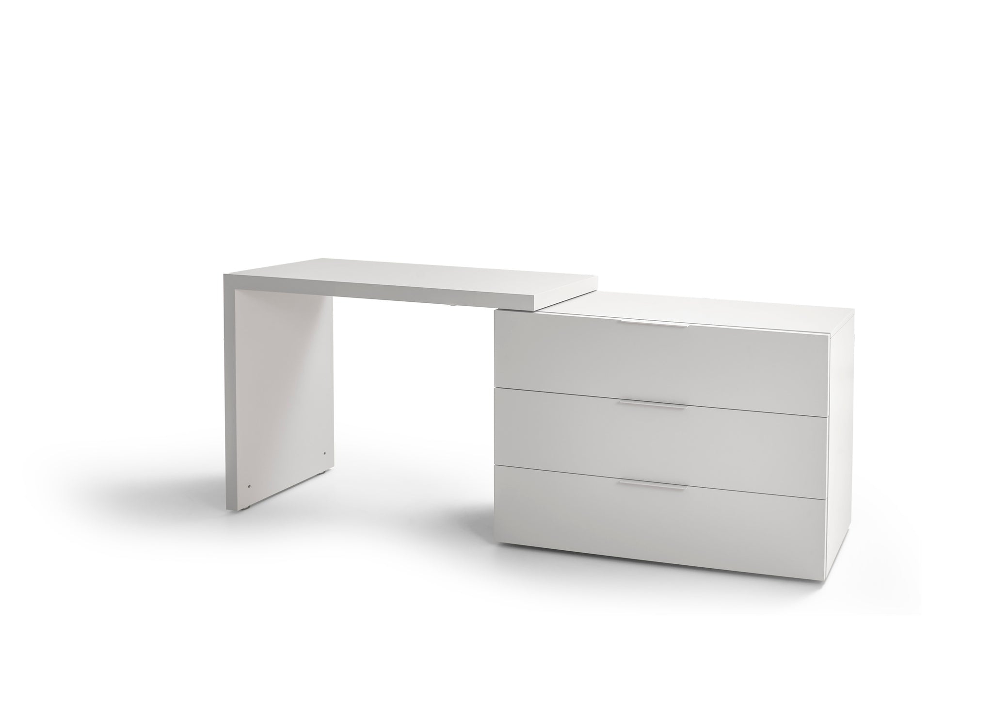 Desk Dresser Combo: Matte Lacquer Asymmetrical Workspace