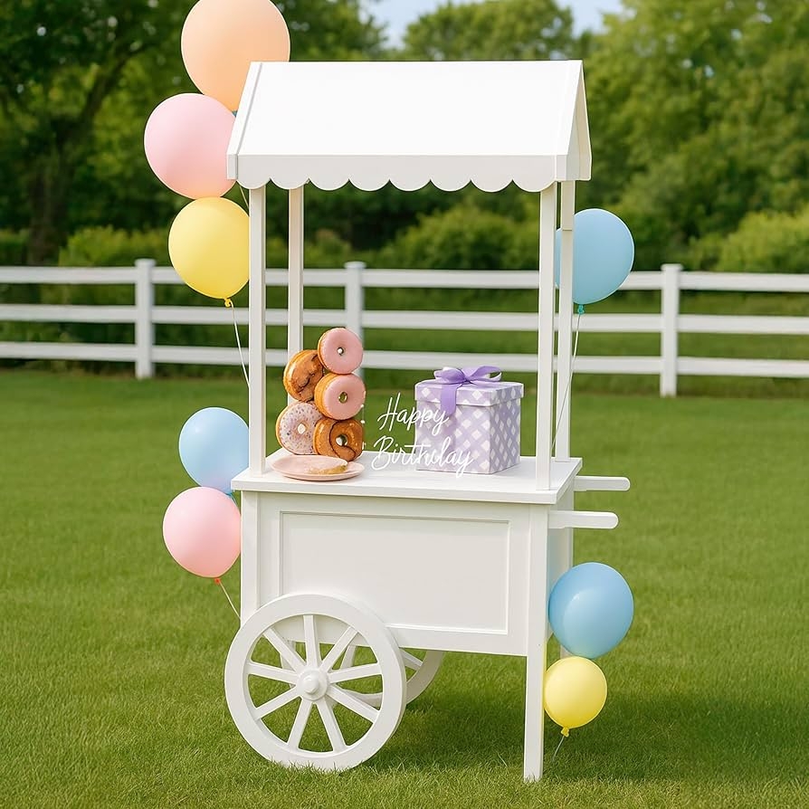 Dessert Cart White Scalloped Canopy Dessert Stand